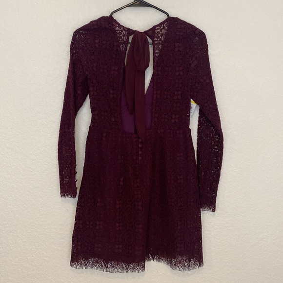 Free People Honey Honey Lace Long Sleeve Mini Dress in Potent - Picture 8 of 11